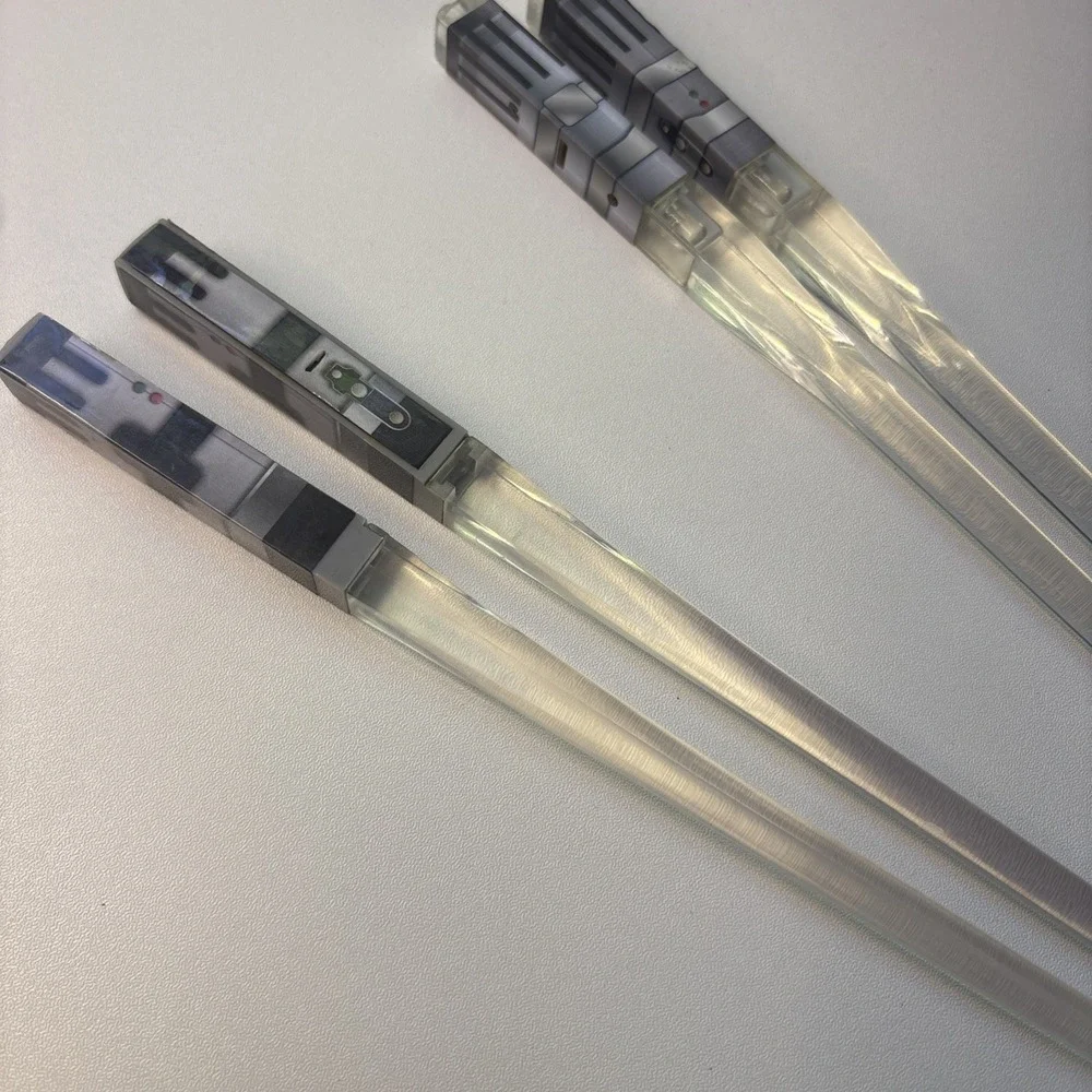 Star Wars Lightsaber Clear Chopsticks Reusable Plastic Utensils Set of 4 READ
